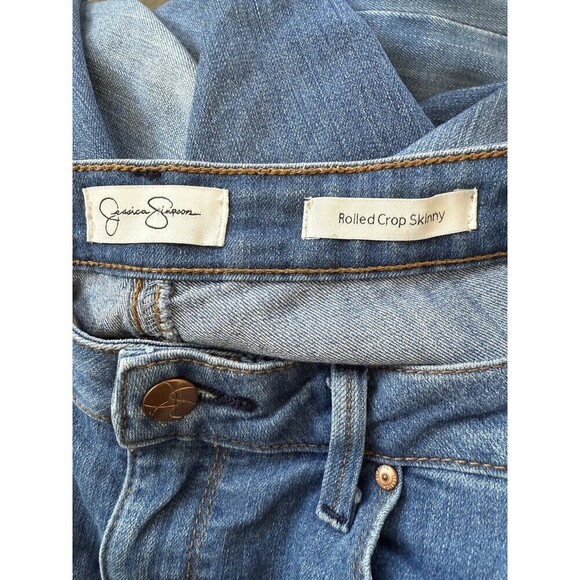 Jessica simpson jeans 10 rolled crop skinny blue dark wash mid rise denim - Picture 11 of 13